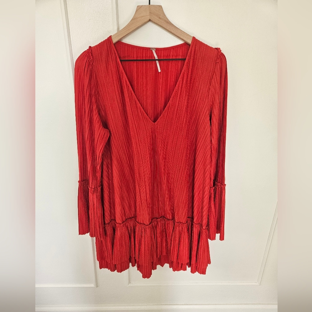 Free People "Cant Help It Plisse" Mini Dress